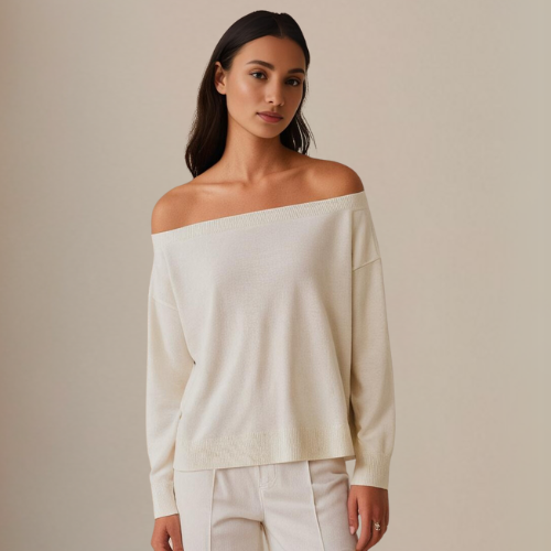 Scoop Neck Knitted Sweater